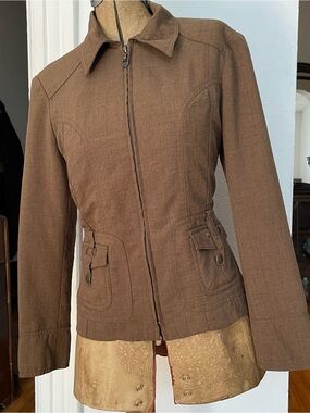 Vintage Women’s Brown Zip-Front Casual Jacket Victorian
